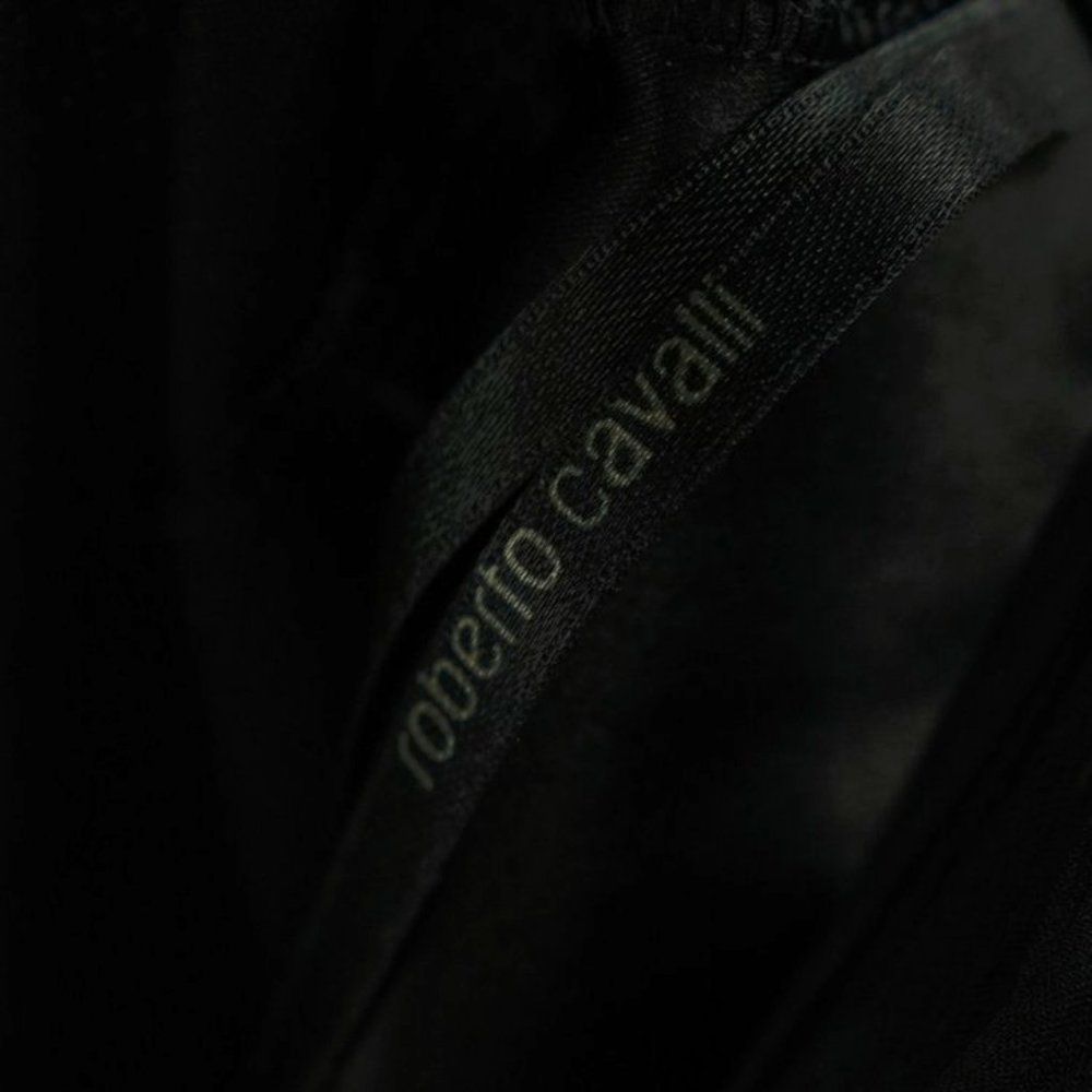 Roberto Cavalli Black Satin and Crepe Sleeveless Top - Picture 5 of 5
